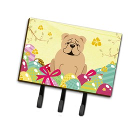Caroline's Treasures BB6124TH68 Easter Eggs English Bulldog Fawn Leash or Key Holder, Wall Hooks, Key Hooks Holder, Coat Rack Wall Mount, Coat Hooks, Hooks for Hanging Keys, Towels, Aprons, Leashes,