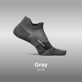 Feetures Elite Ultra Light Cushion Ankle Socks - Sport Sock with Targeted Compression - New Gray, M (6 Pair)