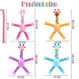 Pack of 4 Telescopic Suction Cup Giraffe Toy, Giraffe Pop Tubes Sensory Toy, Sensory Giraffe Toy, Telescopic Giraffe Toy, Funny Educational Toy