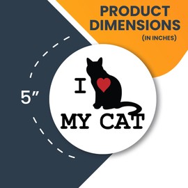 Magnet Me Up I Love My Cat Magnet Decal, 5-inch Round, Red, White, and Black, Heavy Duty Automotive Vinyl Magnet for Car, Truck, SUV, or Any Other Magnetic Surface
