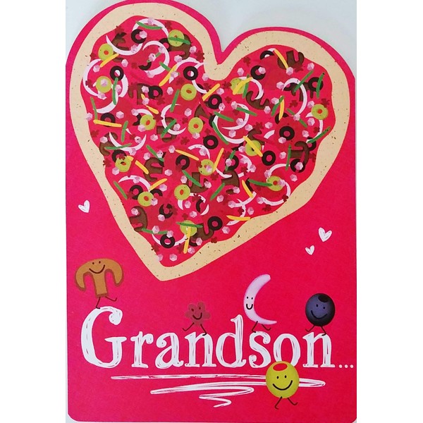 Greeting Card Grandson - Love You To Pizzas - Happy Valentine's Day