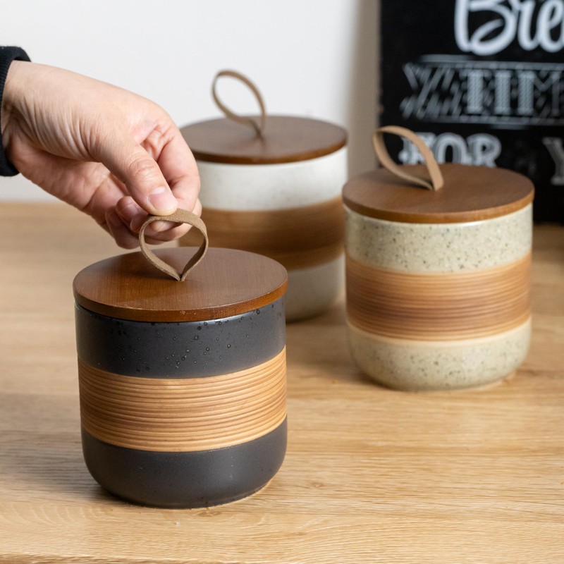 Miamolo Coffee Container Jar with Lid, Ceramic Kitchen Food Storage