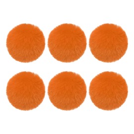 PATIKIL Faux Fur Pom Poms for Hats, 6 Pcs Fluffy Soft Fur Poms Balls with Elastic Loop for Keychain Knitting Hats DIY Scarves Gloves Bag Christmas, Orange