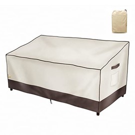F&J Outdoors Patio Loveseat Covers Waterproof UV Resistant Eco-Friendly Fabric Outdoor Deep Seat Bench Covers, 54Wx39Dx35H inch,Beige&Brown