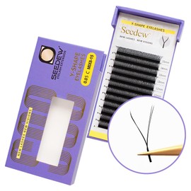 SEEDEW YY Lash Extensions, Natural Lash Clusters, Y Shape Lash Tray, Soft Fluffy Curved Rapid Fans Supplies for Beginner Lash Artist Tech, Eyelash Extension Beauty Salon(Matte Black-0.05-C-MIX8-15mm)