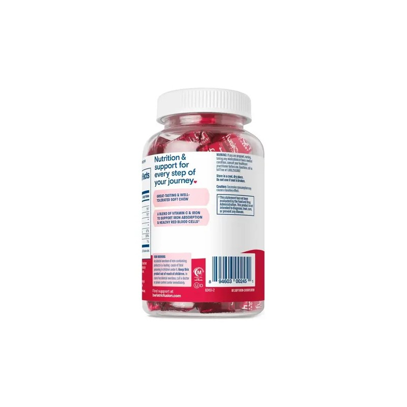 Bariatric Fusion Hierro Vitamina C Masticable 60 Chews Cereza Nutricional