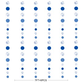 Blue White Floral Party Decoration Dusty Blue Circle Dot with Floral Printed Polka Dots Garland Streamer for Chinoiserie Birthday Baby Shower Wedding Engagement Bachelorette Party Decorations Supplies