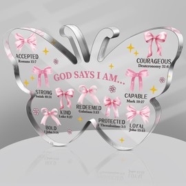 Gerrii Christian Mother's Day Gifts for Women Bible Birthday Gifts Inspirational Acrylic Plaque Religious Spiritual Catholic Baptism Encouraging Presents for Grandma Wife(Coquette Bow Butterfly)
