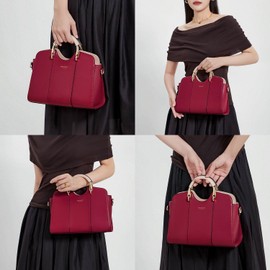 Women's Handbag Handbag - Woman Leather Shoulder Bag - Elegant Tote Shopper - with Retro Handle and Shoulder Strap - Everyday Fashion Work City City, red