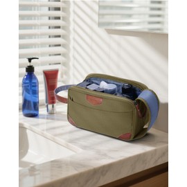 ECOHUB Toiletry Bag for Men, Water-Resistant Travel Wash Bag with Wet Pocket, Recycled Dopp Kit Shaving Bag Fit Full Size Toiletries, Wide-Open Dual Zipper Cosmetic Makeup Organizer, Yellow