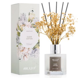 Airkeep Reed Diffuser Set,3.38 fl oz (100 ml) - Clean Cotton Oil Diffusers with 8 Reed Sticks, Home Fragrance Reed Diffuser for Bathroom Shelf Decor