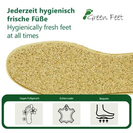 2 Pairs of Genuine Leather Insoles Basic Insoles Brown for Men and Women Size 3.5-13 - Brown - 42 EU