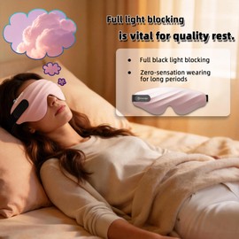 Silky-Touch 3D Bionic Airbag Sleep Mask, Blackout Luxury Smooth Eye Mask for Sleeping, Zero Pressure Skin-Friendly Sleep Aid for Women Men, Gray (Pink)