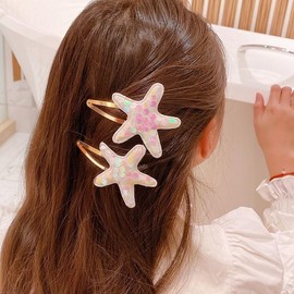 Glitter Starfish Hair Clips for Women Girls 10 Pcs Snap Seastar Hair Clip Starfish Hair Barrettes Sequin Seashell Mermaid Hair Accessories Sea Shell Hair Piece Mermaid Clips