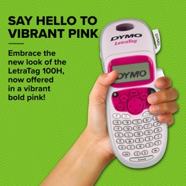 DYMO LetraTag LT-100H Handheld Label Maker ABC Keyboard Label Printer with Easy-to-Use, 13 Character LCD Screen Great for Home & Office Organisation Pink