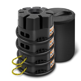 HOXWELL 4PCS 6''H RV Trailer Jack Block with Bag, Camper Stabilizer Blocks for Travel Trailer, Use for Any Tongue Jack, Post, Foot, 5th Wheels, Round or Square or Scissor Stabilizer