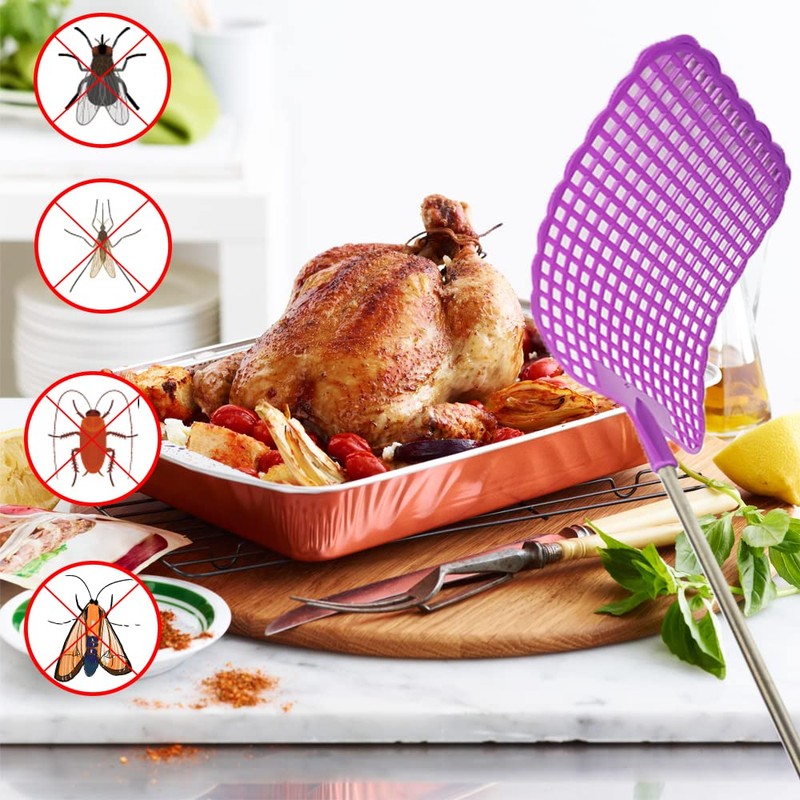 Plastic Telescopic Fly Swatter, Stainless Steel Telescopic Rod Bezel, Mosquito