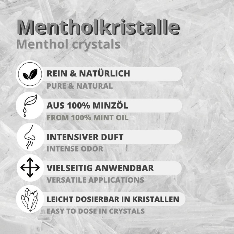 Menthol crystals made from 100% mint oil, 10 g, sauna