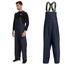 NAVIS MARINE Workwear Bib Overalls for Men-Waterproof Adjustable for Fishing and Outdoor Work(Navy Blue,Large)