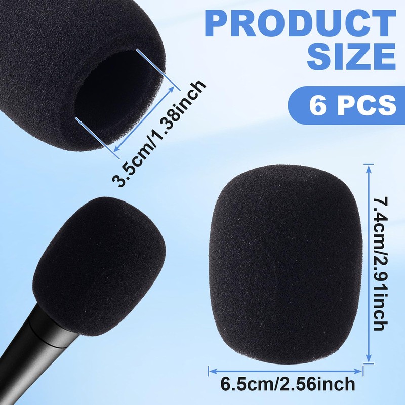 PAGOW 6 Pcs Microphone Cover, High Density Thickened Microphone Windscreens,