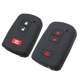 EYANBIS Silicone Key Fob Cover Fit for Toyota Land Cruiser RAV4 4Runner Prius C V Sequoia Tacoma Tundra Corolla Key Fob | Car Accessories | Remote Key Protection Case - Black & Black/Red