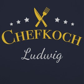 Geschenk mit Namen personalisiert by Shirtracer - Children's Apron for Boys and Girls – Cooking Apron – Chef with Name, 3 Navy Blue