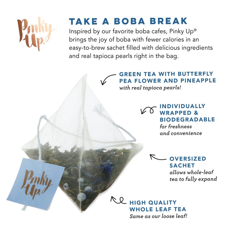 Pinky Up Butterfly Boba Tea Sachets - Low Calorie Whole