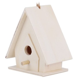 Wooden Bird House Unpainted Wooden Bird Houses to Paint Bird House Hanging Garden Birdhouse with Lanyard Nesting Breeding Box Country Cottages Bird Feeder for Outside Finch