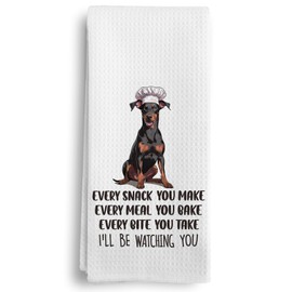 Qeheb Doberman Dog Kitchen Towels, Funny Chef Doberman Decorative Kitchen Towels, Doberman Gifts, Doberman Gifts for Women, Doberman Dog Hand Dish Tea Towels for Kitchen 16x24 Inch