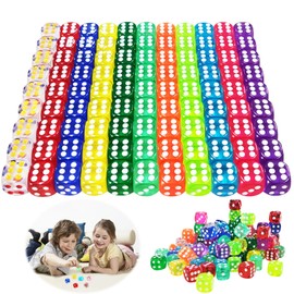 Giugio Set of 100 Dice Set, 6-Sided Dice Colourful Set, 12 mm Dice Games, Table Games, Six-Sided Dice Games, Dice Games, 11 Colours, Dice for Dice Games, Table Games
