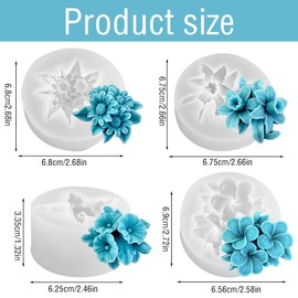 FineInno 4Pcs Flower Silicone Candle Molds for Candle Making 3D Morning Glory, Daffodil, Frangipani,Daisy Epoxy Resin Mold for Scented Candles Soaps Making, Beeswax, Soy Wax, Resin Craft