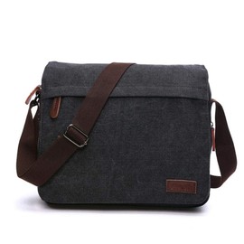 AYES Messenger Bag, 13.3 inch Shoulder Canvas Messenger Bags, Crossbody Shoulder Bag Mens, Laptop Satchel Bag for Men (Black)