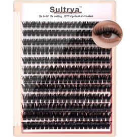 Sultrya DIY Eyelash Extensions False Eyelashes Lash Clusters Volume Lashes Thick Fluff 9-16mm Individual 240pcs Cluster Voluminous Black D Curly Wispy Fake Mink for Dramatic Look Natural (80D)