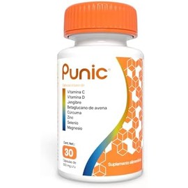 Punic 30 cápsulas de Vitamina C  Vitamina D3  Jengibre  Curcuma  Zinc  Magnesio  Ingredientes 100 naturales