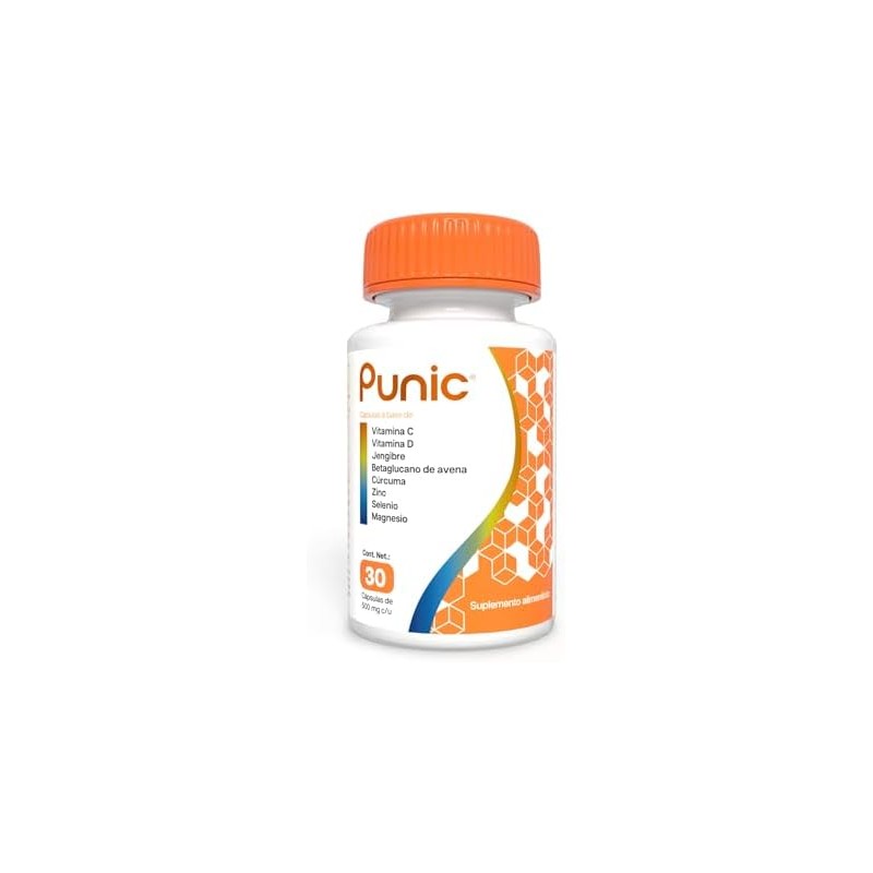 Punic 30 cápsulas de Vitamina C Vitamina D3 Jengibre Curcuma