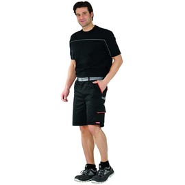 Planam Size 4XL Men's Visline Shorts, Black, Orange, Zinc, Model 2471, 2471068