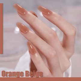 AHAMIOU Gel Nail Polish Nude Gel Polish Kit Sheer Milky White Icy Jelly Translucent Gel Polish Set Color Neutral Soak Off Art Home DIY Manicure Salon Varnish(Orange Beige)