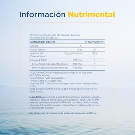 Nordic Naturals Postnatal Omega-3 1120 mg Vitamina D3 1000 UI 60 Cápsulas | Por porción: 586 mg EPA y 456 mg DHA de aceite de pescado en forma triglicérido. Sabor limón, sin gluten ni lácteos, non-GMO