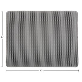 Cat Litter Mat - 30x24-Inch Waterproof Litter Box Mat with Dual-Layer Honeycomb Design for Trapping Litter - Slip-Resistant Cat Mat by PETMAKER (Gray)