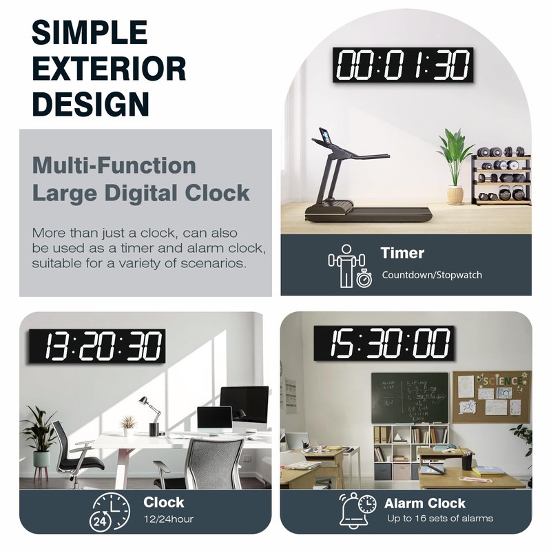 CHKOSDA Digital Wall Clock with Large Display, 28.4‘’LED 6-Digit Large