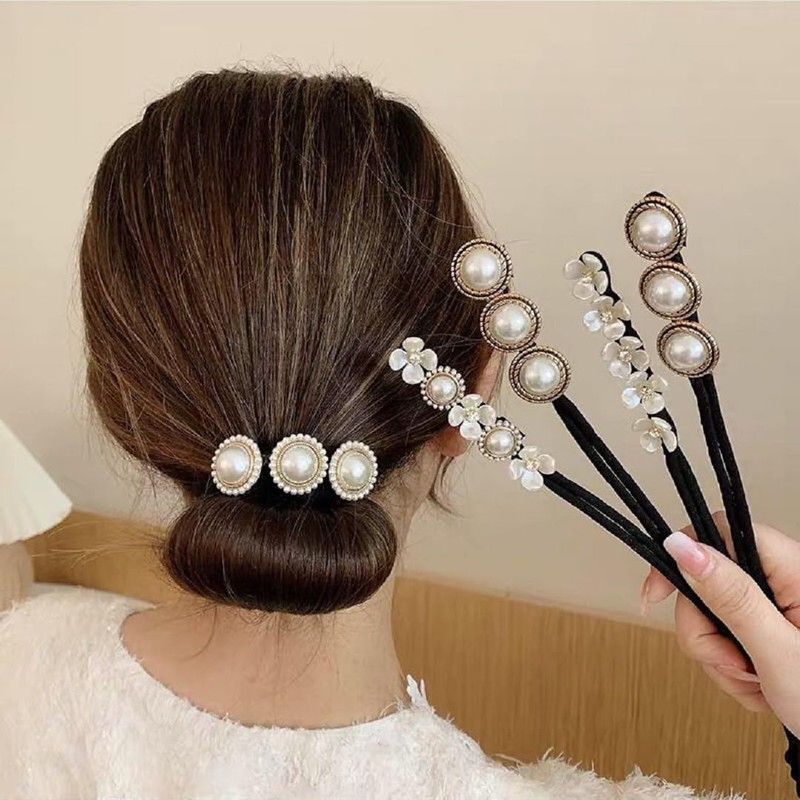 4pcs Chignon Maker Deft Bang Hair Bun Hair Maker Ribbon