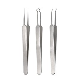3pcs Acne Clip Facial Pimple Comedone Nippers Curved Straight Blackhead Tweezer Set Stainless Steel Blemish Tools