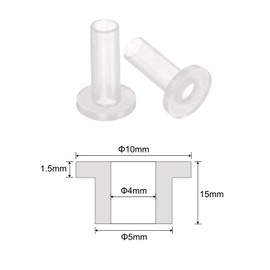 uxcell 12pcs Flanged Sleeve Bearings Plastic Bushings 4mm Bore x 5mm OD x 15mm Length Nylon Bushings, Translucent