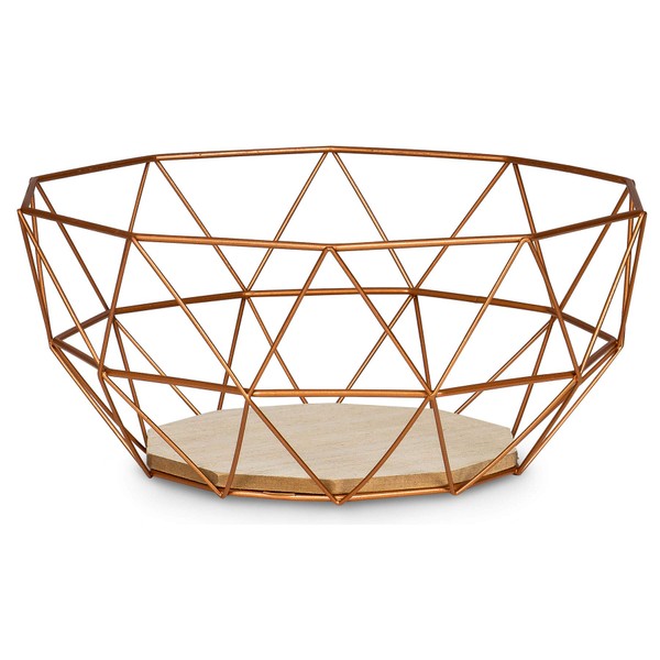 levandeo Metal Basket, Copper, 26 x 12 cm Modern, Wood,