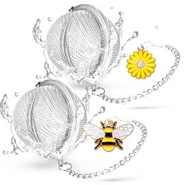 Infusores de té de acero inoxidable, juego de 2 coladores de té TeaSanavie con dijes de abeja y flores para té de hojas sueltas