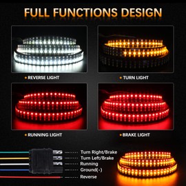 AMEXMART 48"/49" Tailgate Light Bar,Aluminum Frame Triple Row LED Tailgate Light Strip for Truck, Pickup,Trailer with Full Function Red Brake White Reverse Amber Turn Signal Double Flash Light
