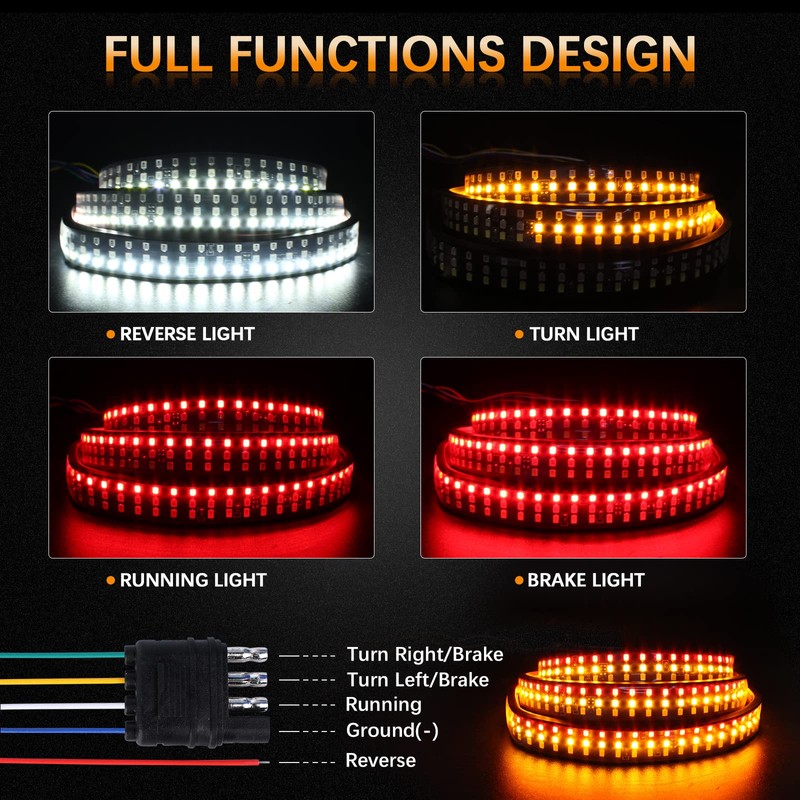 AMEXMART 48"/49" Tailgate Light Bar,Aluminum Frame Triple Row LED Tailgate