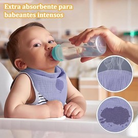 Baberos para Bebé, 6 Piezas Baby Drool Baberos con 6 Diadema de Arco, 100% Algodón Baberos para Bebé Niñas y Niños, Uso para Baberos para Dentición al Destete Alimentación Delantales