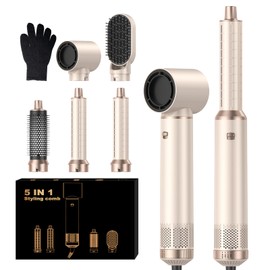 5 in 1 Blow Dryer Brush, Negative Ion Hair Dryer Brush Set Upgrade Hot Air Brush Air Styler Curling Wrap Air Curler, Curling Iron Hair Styling Tools As A Gift for Straight/Curl/Drying/Smoothing