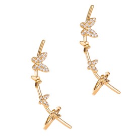 COLLBATH 2pcs Women's Fashion Earrings Creative Butterfly Ear Drops Rhinestone Girl Ear Decor Accessories